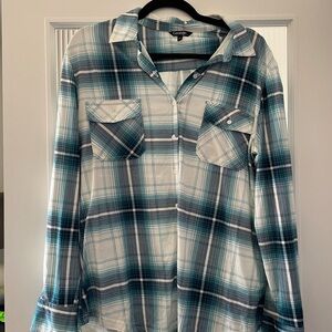 George Blue-Teal and White Plaid Shirt